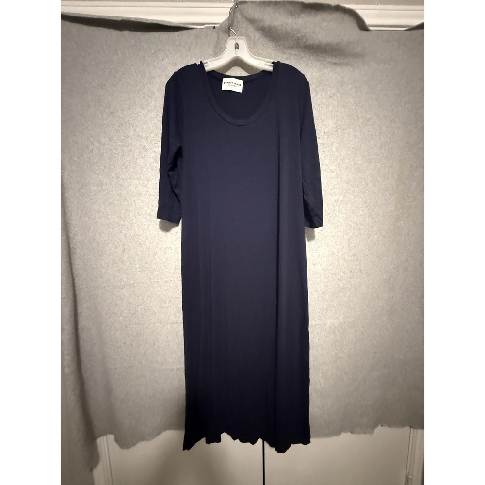 Sonnet James Dress Womens XL Blue Solid Jersey T Shirt Maxi 3/4 Sleeve Casual